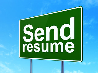 Image showing Finance concept: Send Resume on road sign background