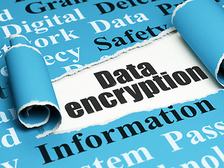 Image showing Safety concept: black text Data Encryption under the piece of  torn paper