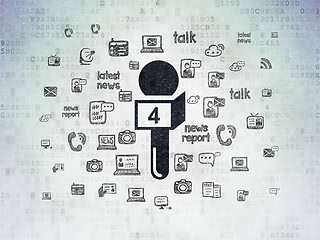 Image showing News concept: Microphone on Digital Data Paper background