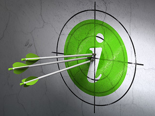 Image showing Web development concept: arrows in Information target on wall background