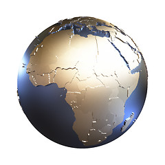 Image showing Africa on golden metallic Earth