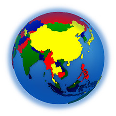 Image showing Asia on political model of Earth