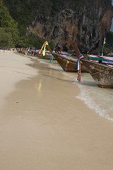 Image showing Longtail boats on Railay