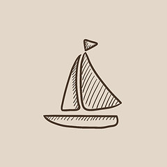 Image showing Sailboat sketch icon.