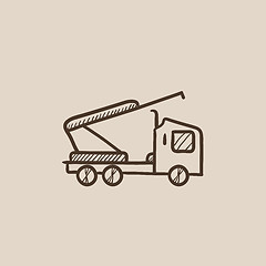 Image showing Machine with a crane and cradles sketch icon.