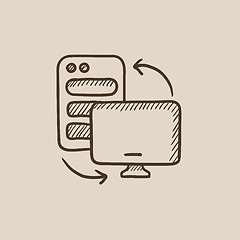 Image showing Personal computer set sketch icon.