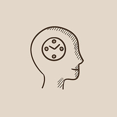 Image showing Human head with clock sketch icon.