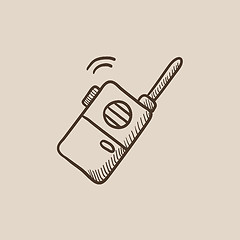 Image showing Portable radio set sketch icon.