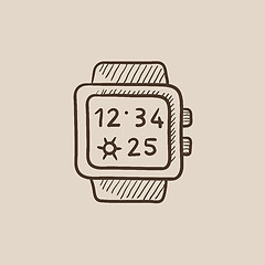 Image showing Smartwatch sketch icon.