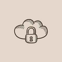 Image showing Cloud computing security sketch icon.