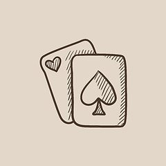 Image showing Playing cards sketch icon.