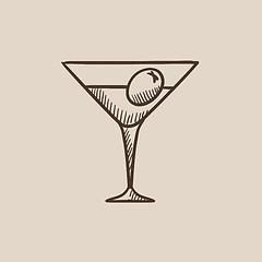 Image showing Cocktail glass sketch icon.