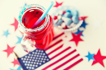 Image showing juice glass and american flag on independence day