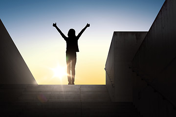 Image showing silhouette of woman or girl showing thumbs up