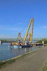 Image showing Barges with construction equipment