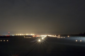 Image showing Runway lights at night