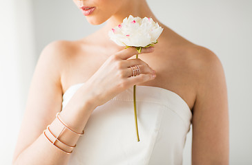 Image showing close up of beautiful woman with ring and bracelet