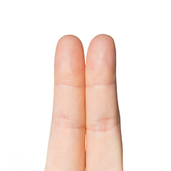 Image showing close up of two hands putting fingers together