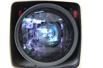 Image showing old damaged lens of tv camera