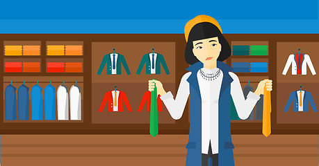 Image showing Customer choosing neckties.