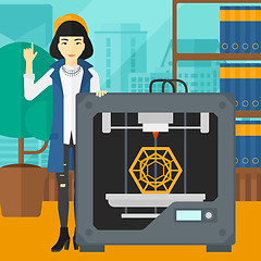 Image showing Woman with three D printer.