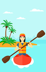 Image showing Woman riding in canoe.