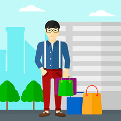 Image showing Buyer with shopping bags.