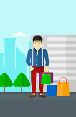 Image showing Buyer with shopping bags.