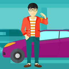 Image showing Man holding keys from new car.