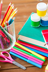 Image showing close up of stationery or school supplies on table