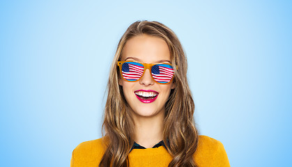 Image showing happy young woman or teen girl in sunglasses