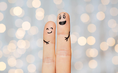 Image showing close up of two fingers with smiley faces