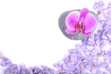 Image showing Salt, stone and orchid