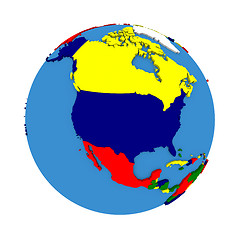 Image showing North America on political model of Earth