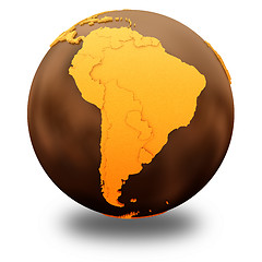 Image showing South America on chocolate Earth