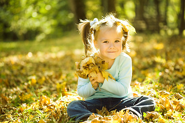 Image showing Portrait of a little girl in autumn park