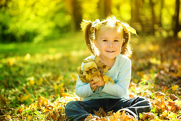 Image showing Portrait of a little girl in autumn park