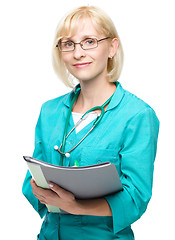 Image showing Portrait of a woman wearing doctor uniform