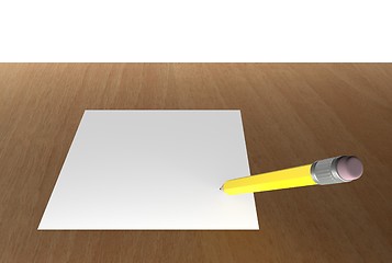 Image showing pencil and white blank paper