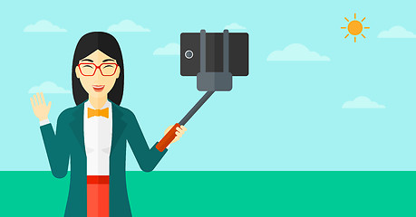 Image showing Woman making selfie.