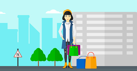 Image showing Buyer with shopping bags.