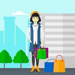 Image showing Buyer with shopping bags.