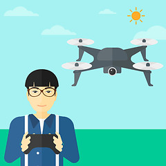 Image showing Man flying drone.