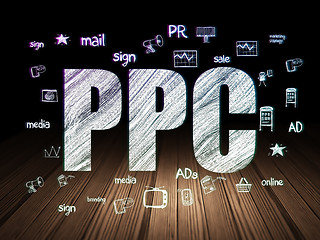 Image showing Marketing concept: PPC in grunge dark room