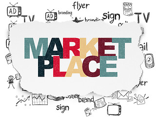 Image showing Marketing concept: Marketplace on Torn Paper background