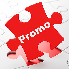 Image showing Marketing concept: Promo on puzzle background