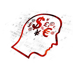 Image showing Advertising concept: Head With Finance Symbol on Digital background