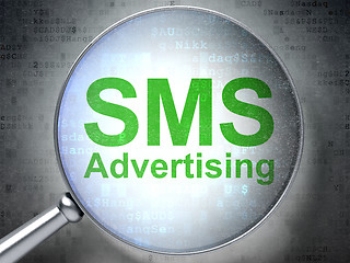 Image showing Marketing concept: SMS Advertising with optical glass