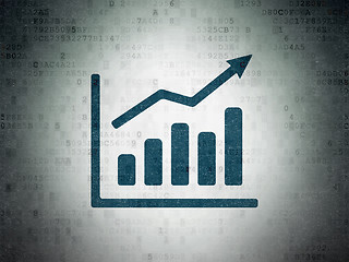 Image showing Marketing concept: Growth Graph on Digital Data Paper background