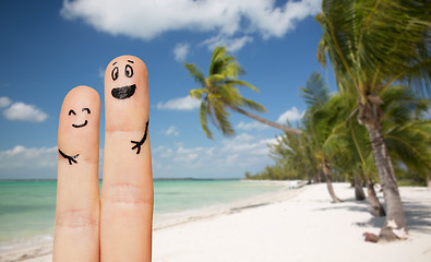 Image showing close up of two fingers with smiley faces